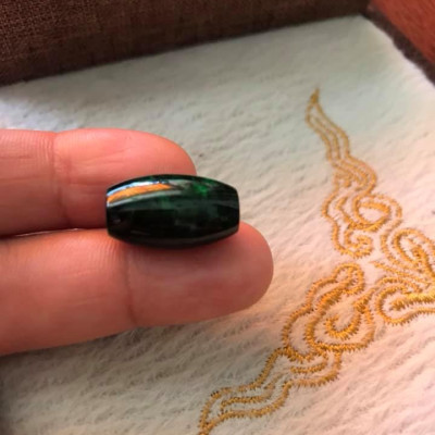 Mặt Dây Chuyền Hạt To Lu Thống dài 18,4mmx dầy 10,5mm Chất liệu đá cẩm thạch tự nhiên Màu xanh đậm đẹp