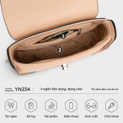 Túi Yuumy ( Thời trang nữ hình chữ nhật khóa cài kim loại size 23 - Túi đeo vai da Seasand YN234 )