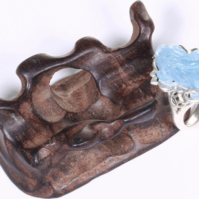 Nhẫn bạc tỳ hưu đá hải lam ngọc ni 17 mệnh thủy, mộc - Ngọc Quý Gemstones