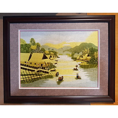 TRANH THÊU TAY- PHONG CẢNH QUÊ HƯƠNG