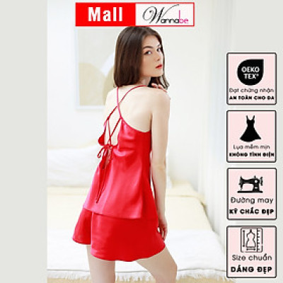 Đồ bộ mặc nhà WANNABE BSS61 đồ bộ quần sọt phối áo 2 dây cut-out phần lưng với dây trang trí cột hình thoi khoe lưng xinh đẹp