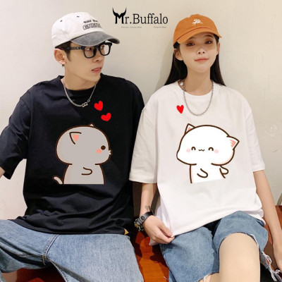 Áo thun cặp nam nữ tay lỡ Unisex form rộng có bigsize vải cotton T15T16- Mr.Buffalo