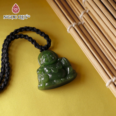 Mặt dây chuyền mặt phật di lặc ngọc bích mệnh mộc, mệnh hỏa - Ngọc Quý Gemstones
