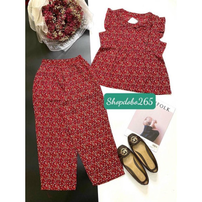 Đồ bộ nữ,đồ ngủ mặc nhà lửng 9 tấc vải lụa mango cao cấp họa tiêt hoa nhí siêu cưng size đại 58-67kg.