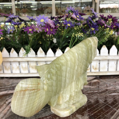 Tượng cá rồng phong thủy đá ngọc Onyx size nhỏ trang trí bàn làm việc - Dài 22 cm