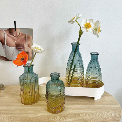 Sét 5 Lọ Hoa Thủy Tinh Basic Phong Cách Bắc Âu Sang Trọng Màu Ombe - HÀNG CHÍNH HÃNG MINIIN