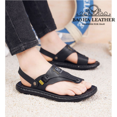 Dép nam xỏ ngón da thật BHD3008 Dép quai hậu nam