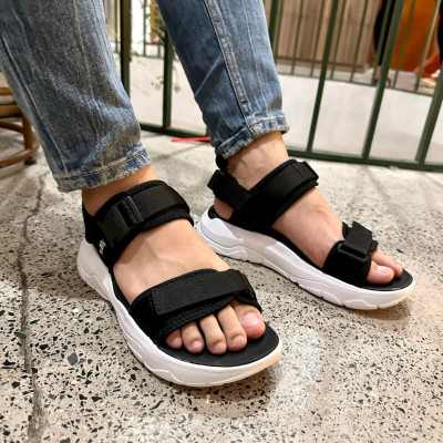Giày Sandal Nam Nữ Unisex The BiLy Quai Ngang Dây Dù Đế IP Siêu Êm Nhẹ Đế Trắng Màu Đen-BLDT09