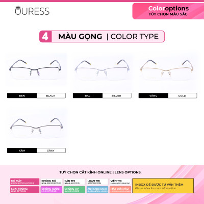 Gọng kính titanium thời trang nam siêu nhẹ siêu bền OURESS sw10001