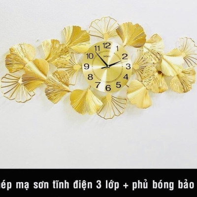Đồng Hồ Treo Tường Kim Trôi Trang Trí Hình Lá DL118 Nghệ Thuật Cao Cấp Shouse hiện đại 3D kích cỡ lớn đẹp treo phòng khách
