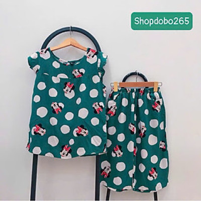 Đồ bộ nữ, đồ ngủ mặc nhà lửng tay cánh tiên vải lanh mềm ,mát BL 183 họa tiết dễ thương size 45-70kg.