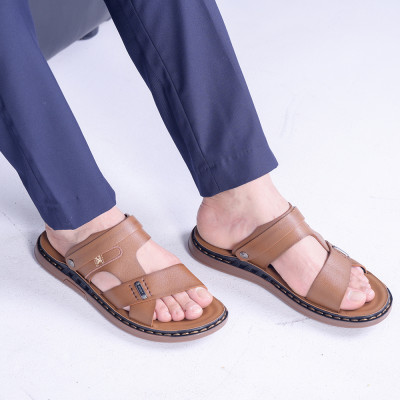 Dép Sandal Nam Da Bò - DK01 Đế Khâu Đúc Nguyên Khối, Đường Khâu Chắc Chắn, Đế Massage Mềm Mại Êm Chân