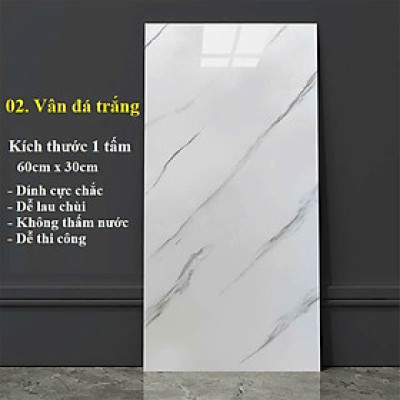 Bộ 10 Tấm Xốp Dán Tường 3D PVC Đá Trắng Sọc 60x30cm Keo Sẵn Dày 2,5mm Cao Cấp, Sang Trọng