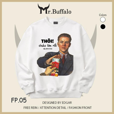 Áo Sweater Thôi Gấp đôi đi chú size 40kg tới 100kg Mr.Buffalo
