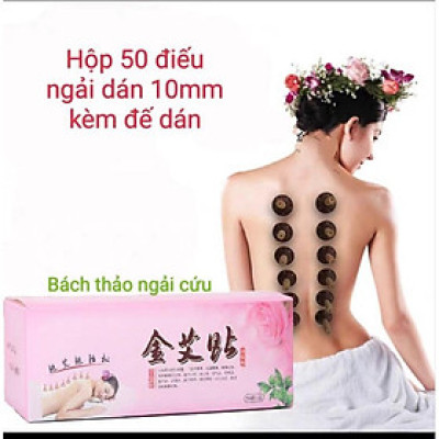 Điếu Ngải Dán, Nhang Ngải Cứu Hộp 50 Điếu Kèm Đế dán 7mm, 10mm Spa Dưỡng Sinh