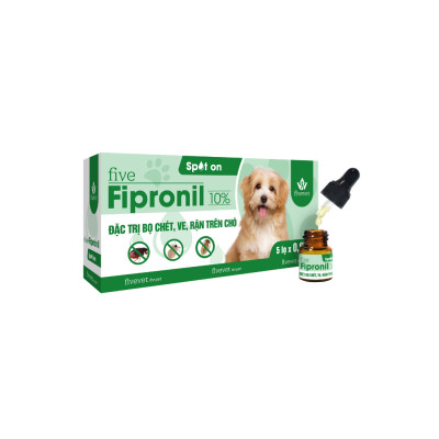 Lọ Nhỏ five Fipronil Spot on 10% Hỗ Trợ Trị Bọ Chét, Ve, Rận Cho Chó (0,67ml) - Fivevet