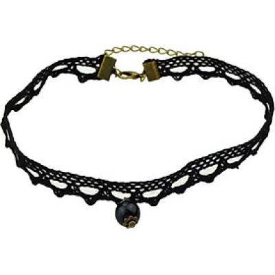 Vòng cổ choker tattoo V69 ren đen đính hạt