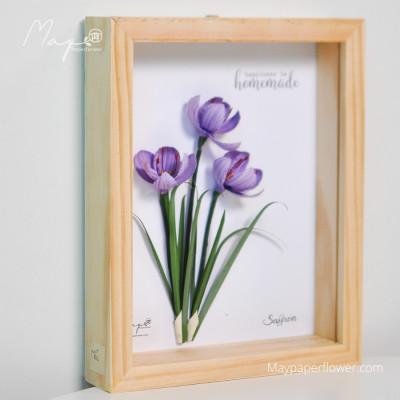 Tranh hoa giấy handmade trang trí cao cấp [20x25] cm - HOA NGHỆ TÂY Maypaperflower Hoa giấy nghệ thuật