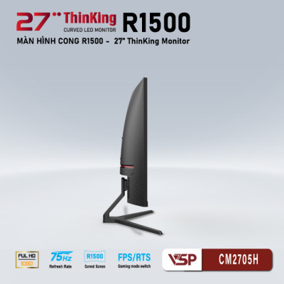 Màn hình VSP CM2705H Gaming cong 27inch (27" FHD MVA 75Hz 6.5Ms, VGA/HDMI) - Hàng chính hãng TECH VISION phân phối