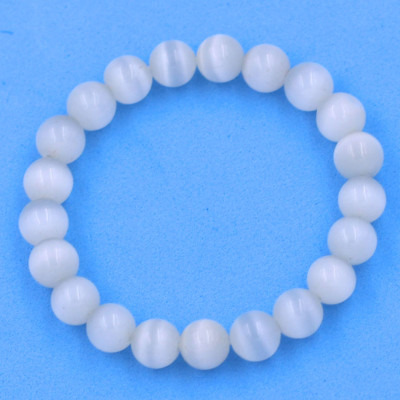 [Mệnh Kim, Thủy] Vòng Tay Đá Mắt Mèo Trắng 8 ly 21 hạt - Hợp mệnh Kim, mệnh Thủy - Vòng Size Nhỏ