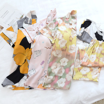 Bộ Đồ Pijama Nữ Mặc Nhà, Quần Áo Ngủ Nữ Ngắn Tay Azuno BN196 Chất Liệu Cotton Lụa Cho Mùa Hè 