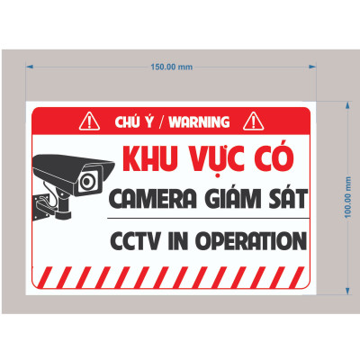 Tem Decal Nhựa Khu Vực Camera Giám Sát , Tem Chú Ý Dán Cảnh Báo, Có Camera Giám Sát Để Phòng Trộm Cắp. Takyhome 5004