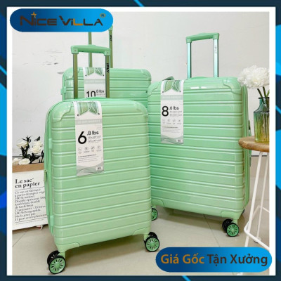 Vali Nhựa Carbon PC NiceVilla Khóa kéo Đôi Mở Rộng Chống Vỡ Size 20 & 24 & 28 Inch