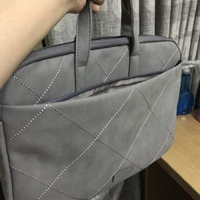 TÚI CHỐNG SỐC, CẶP ĐỰNG LAPTOP CHẤT DA CUTE SIÊU CHỐNG NƯỚC MÀU GHI ĐÁ TẶNG KÈM GẤU BÔNG