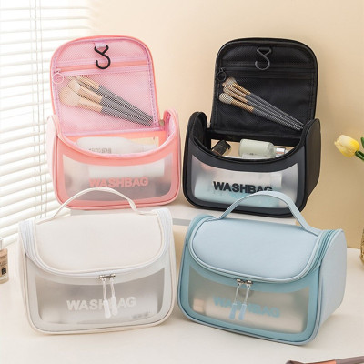 Túi đựng mỹ phẩm du lịch WashBag DẠNG HỘP có quai xách mini trong suốt, Túi đựng đồ trang điểm makup chống nước