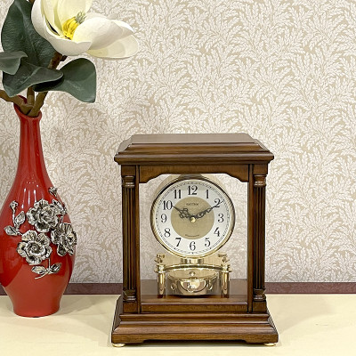 Đồng hồ để bàn Nhật Bản Rhythm CRH176NR06, Kt 23.5 x 28.0 x 15.0cm, 2.5kg Vỏ gỗ. Dùng Pin.