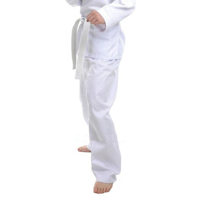 Quần võ màu trắng karate, taekwondo, judo vải kaki cotton dày người mặc cao từ 1m30 đến 1m80