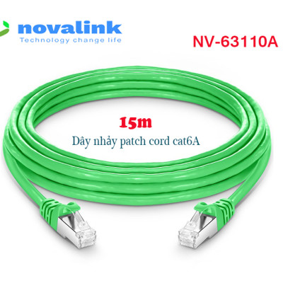 Dây nhảy mạng Cat6a màu xanh lá cây Novalink (0.5m/1m/2m/3m/10m/15m) | Patch cord cat6a 10Gbps băng thông 550MHz - hàng chính hãng