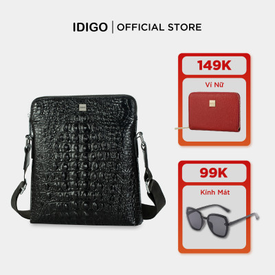 Túi xách công sở da thật cao cấp, túi đeo chéo nam đựng IPAD 9.7 inch họa tiết vân cá sấu nổi bật IDIGO MB1 - 6025