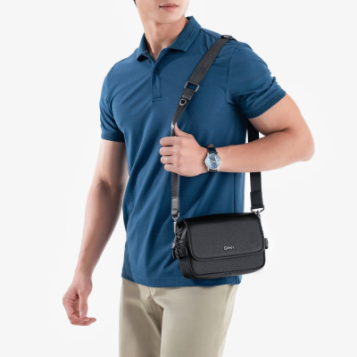 Túi Đeo Chéo Công Sở Túi Nam Hàng Hiệu GENCE TD07 Da Bò Cao Cấp Màu Đen Dáng Ngang