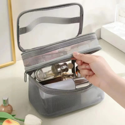 Túi Lưới Đựng Mỹ Phẩm, Đồ Trang Điểm 2 Tầng, Nhỏ Gọn Tiện Dụng Dễ Giặt Vệ Sinh
