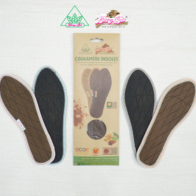 Lót giày lưới 1 lớp Hương Quế CI-05 làm từ vải lưới 1 lớp - vải cotton - bột quế giúp êm chân - ấm chân - phòng cảm cúm và cải thiên sức khỏe