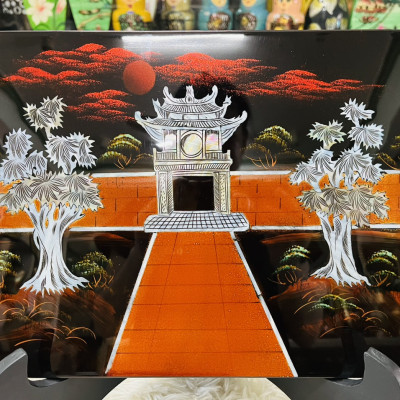 Tranh sơn mài cẩn ốc xà cừ cao cấp, ốc chìm, hàng xuất khẩu size 25x35 cm treo tường, trang trí nhà cửa,...