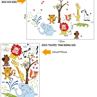 Decal dán tường vườn thú của bé - combo 2 bộ AmyShop