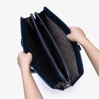 Cặp Da Doanh Nhân Túi Xách Nam GENCE CGL07 Da Bò Khóa Số Cao Cấp Màu Xanh Navy