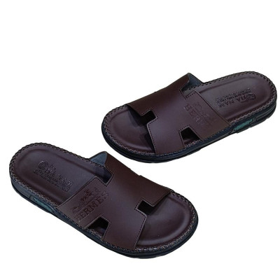 Dép Nam Da Bò HA NAM Đế Siêu Nhẹ Khâu Chỉ Toàn Bộ DNA22041