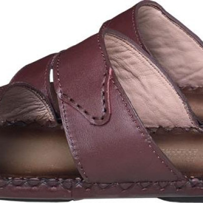 Dép nam quai ngang TRƯỜNG HẢI  đế âm dép hai quai da bò thật cao cấp mặt đê cao su chống mòn không trơn THQN611 