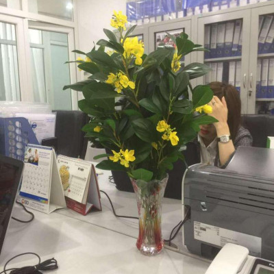 Cành lá chè giả - dài 40cm - 3 nhánh - Cây giả, hoa lụa Decor trang trí nhà cửa