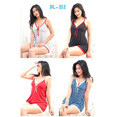 Bộ Ngắn Hai Dây Mặc Nhà RBi Thun In Họa Tiết