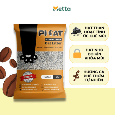 9L Cát đất sét mix than hoạt tính vệ sinh cho mèo Picat ít bụi-thấm hút tốt-vón cục chặt khử mùi tốt túi 9L