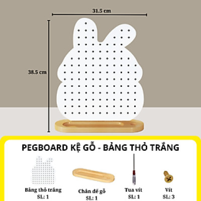 Bảng lỗ Pegboard kệ gỗ kim loại Dola Home, không khoan tường, trang trí bàn làm việc góc học tập
