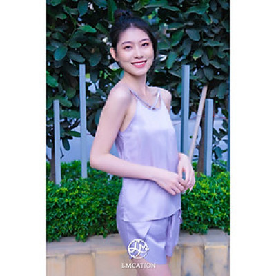 Bộ đồ Tencel LMcation - Áo dây phá cách & Quần đùi cánh sen LMcation Tencel Emmy - Màu Tím