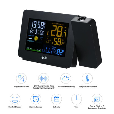 Đồng Hồ Báo Thức Điện Tử Màn Hình Led Nhiều Màu Dự Báo Thời Tiết / Nhiệt Độ / Độ Ẩm