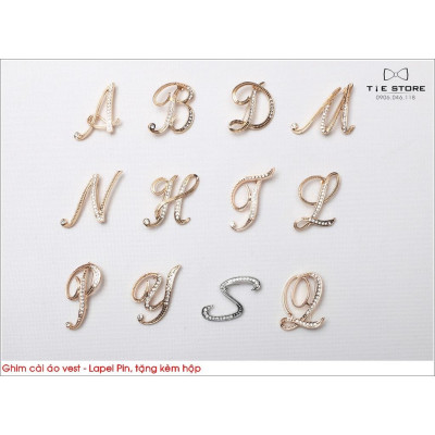 NHIỀU MẪU Ghim cài áo vest chữ cái - phụ kiện cài áo - Full box
