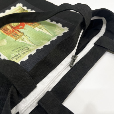 Túi canvas GIADO, túi canvas đen, túi tote in hình món ăn Việt Nam mẫu Bún đậu mắm tôm