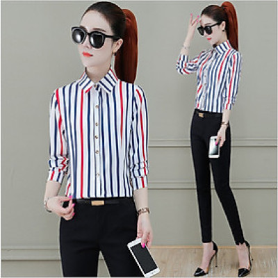 Áo sơ mi nữ công sở Haint Boutique thiết kế kẻ sọc tay dài SM43